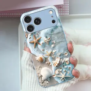 Summer Beach Vibe: Seashell & Starfish Phone Case — Shockproof Glossy Cover for 【iPhone 17 Pro Max】666