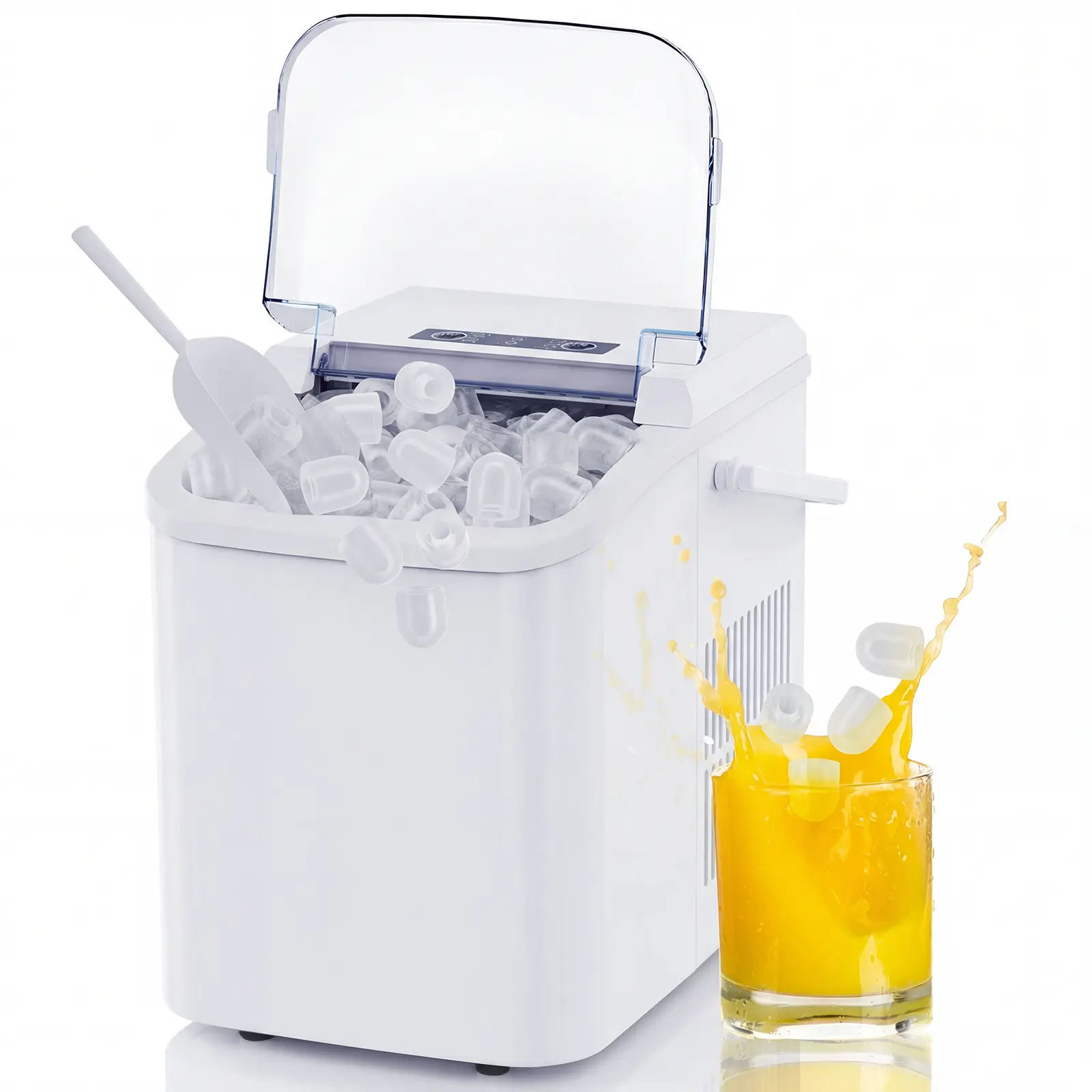 Sweetcrispy Countertop Icemachine - 9 Bullet Ice Cubes in 6 Mins, 26lbs/24H Production, Includes Ice Scoop & Storage Basket, Quick Ice Make, Ice Machine