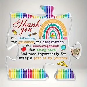 Acrylic Puzzle Shaped Plaque, Creative Colorful Puzzle Plaque, Inspirational Table Decor, Decorative Plaque for Graduation, Birthday, Retirement Gifts for Teachers and Coaches