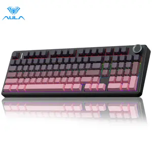 AULA F99 Pro Creamy Wireless Mechanical Gaming Keyboard with Knob Control, keyboard,Tri-Mode BT5.0/USB-C/2.4GHz Hot Swappable Custom Keyboard,Pre-lubed Linear Switches,Gasket Structure,RGB Backlit Computer PC accessories TikTokShopfalldealsforyou