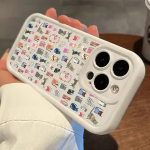 Cute Cats Phone Cases for iPhone Samsung 17Pro Max Air 16 15Plus 14 13 Galaxy S25 S24 S23 S22 S21 A54 A53 A52, Little Cat Pattern Full-Coverage Lens Protection Phone Case, Shockproof Drop, Protection Durable, Animal Phone Case for Everyone.JY38