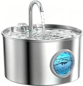 Cat Water Fountain Stainless Steel: 74oz/2.2L Cat Fountain for Drinking - Pet Water Fountain for Cats Inside - Quiet Cats Water Bowl Dispenser - Kitty Drinking Fountains - for Pets& Small Animals