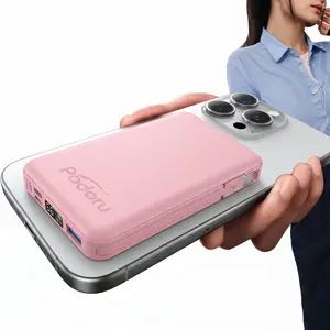 Power bank Magnetic Wireless Power Bank 10000mAh, 22.5W PD Fast Charging Portable Charger, Built-in Cable, LED Digital Display, Ultra-Slim Magnetic Battery Pack, Compatible with Most Smartphones & Mobile Devices Foldable MagSafe