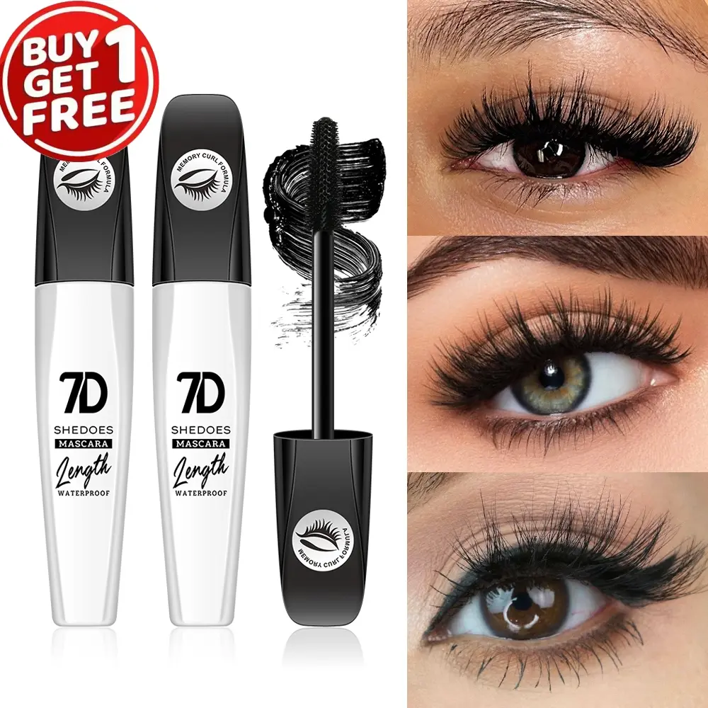 2pcs 7D Voluminous Lengthening Eyelash Mascara Lash Extender & Thickening, Quick-Dry Waterproof Sweatproof Smudge-Free Curling Volume Gift, Long Lasting Fiber Enhancer, Enhancing Mascara Volumizing Mascara Lashes Enhancing Mascara