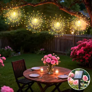4-Piece Solar Firework Light Set, Ip65 Waterproof, 8 Lighting Modes, Outdoor Festival Decor, Garden, Party, Christmas, Easter DIY Decoration