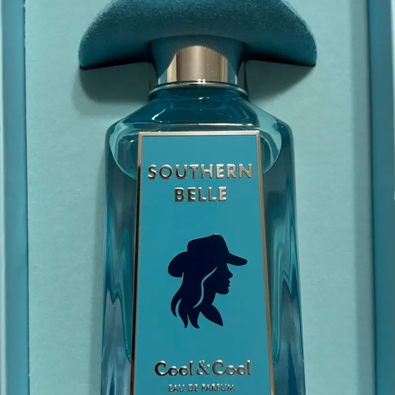 Southern Belle Cool & Cool Eau de Parfum - Blue Bottle with Silver Cap and Silhouette Design