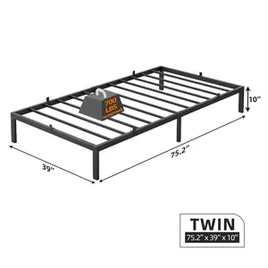 Garvee 10 Inch Twin Bed Frame, Low Twin Metal Platform Bed Frame Support Mattress Foundation, No Box Spring Needed/Easy Assembly/Noise Free/Heavy Duty/Black