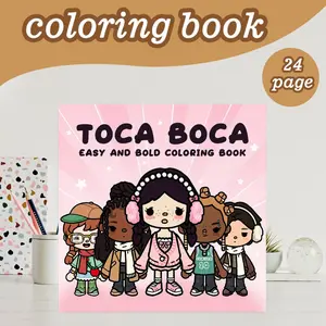 Cute Coloring Book Theme, 24 Bold Stress-Relief Designs, 7.9in X 7.9in Perfect Size, Thick Paper, Original Hand Drawn Art, Ideal Gift