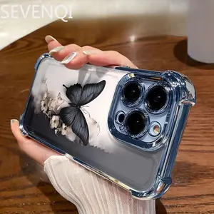 Cute Butterfly Corner Phone Case for Apple, suitable for iPhone 17 16 15 14 13 12 11 PRO MAX PLUS,AIR and iPhone X XS MAX , shockproof and anti-fall phone case, perfect gift for friends and family