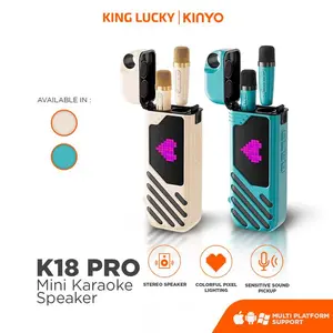 KINGLUCKY-K18 Bluetooth Speaker With Two Microphones For Singing, Kids Karaoke Machine，Power Bank，Portable outdoor wireless speaker，Suitable Christmas Gift For Children And Adults, Indoor And Outdoor Picnics And Parties Audio Karaoke