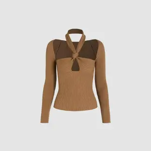 Cider [size 4-10] Rib Knit Knotted Halter Top SwimWeek