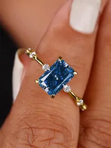 1 PC Glamorous Cubic Zirconia Ring Engagement Wedding Jewelry For Women Wedding Engagement Valentine's Day Party Gift