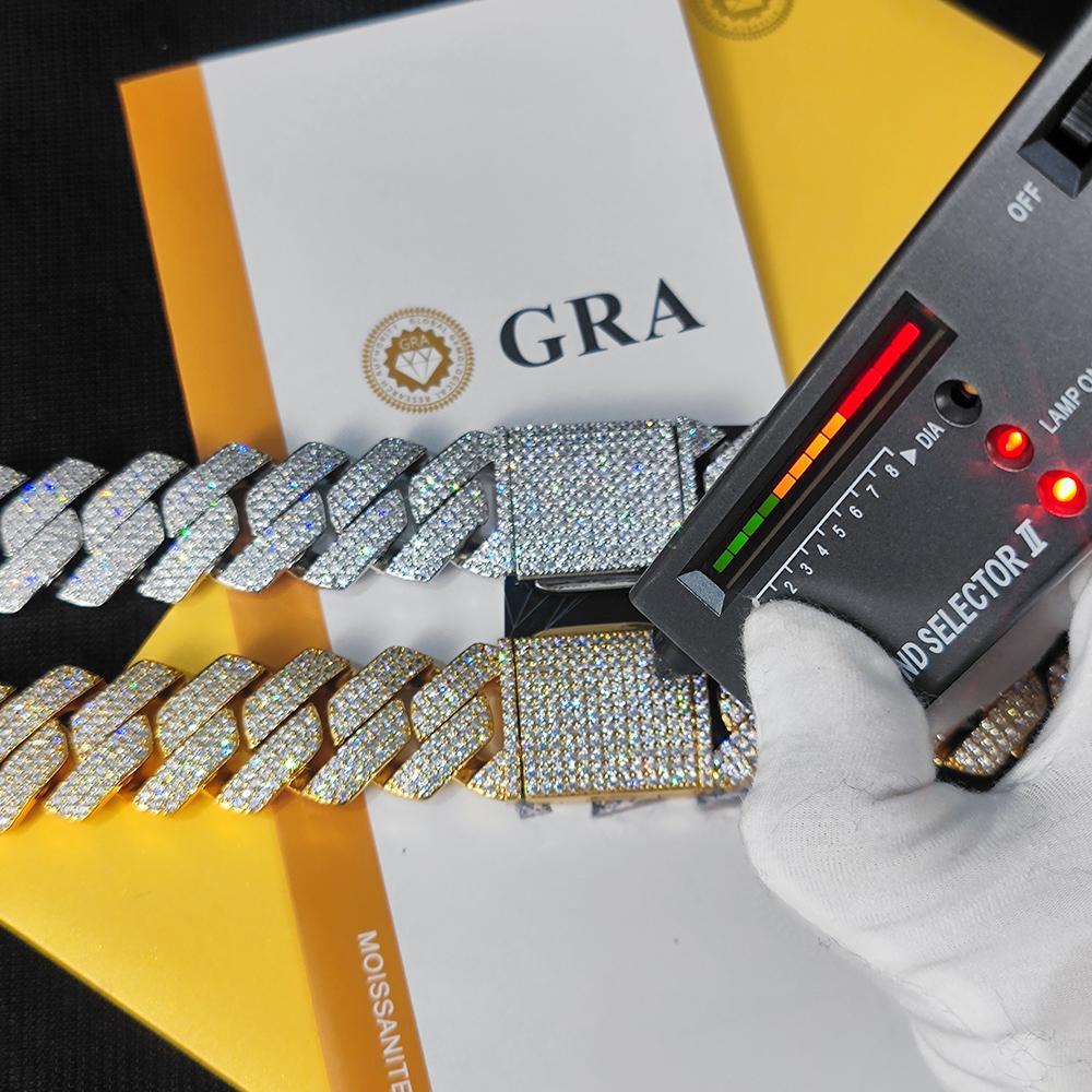 Custom 25MM S925 Sterling Silver Hip Hop Moissanite Cuban Link Chain Thick Miami VVS Cuban Necklace For Men Custom 25MM S925 Sterling Silver Hip Hop Moissanite Cuban Link Chain Thick Miami VVS Cuban Necklace For Men