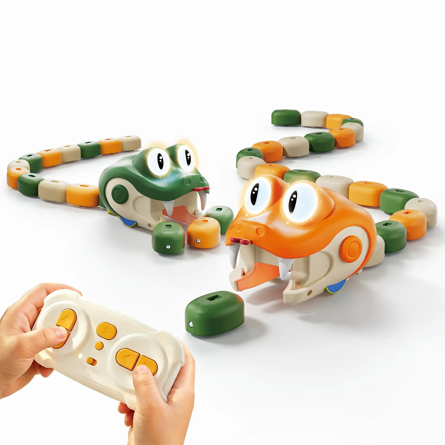 R&L Magnetic Snake Toy - Unisex Kids' Science Remote Control Toy with Segmented Links, Built-in Cells, Glowing Eyes, Snake Theme