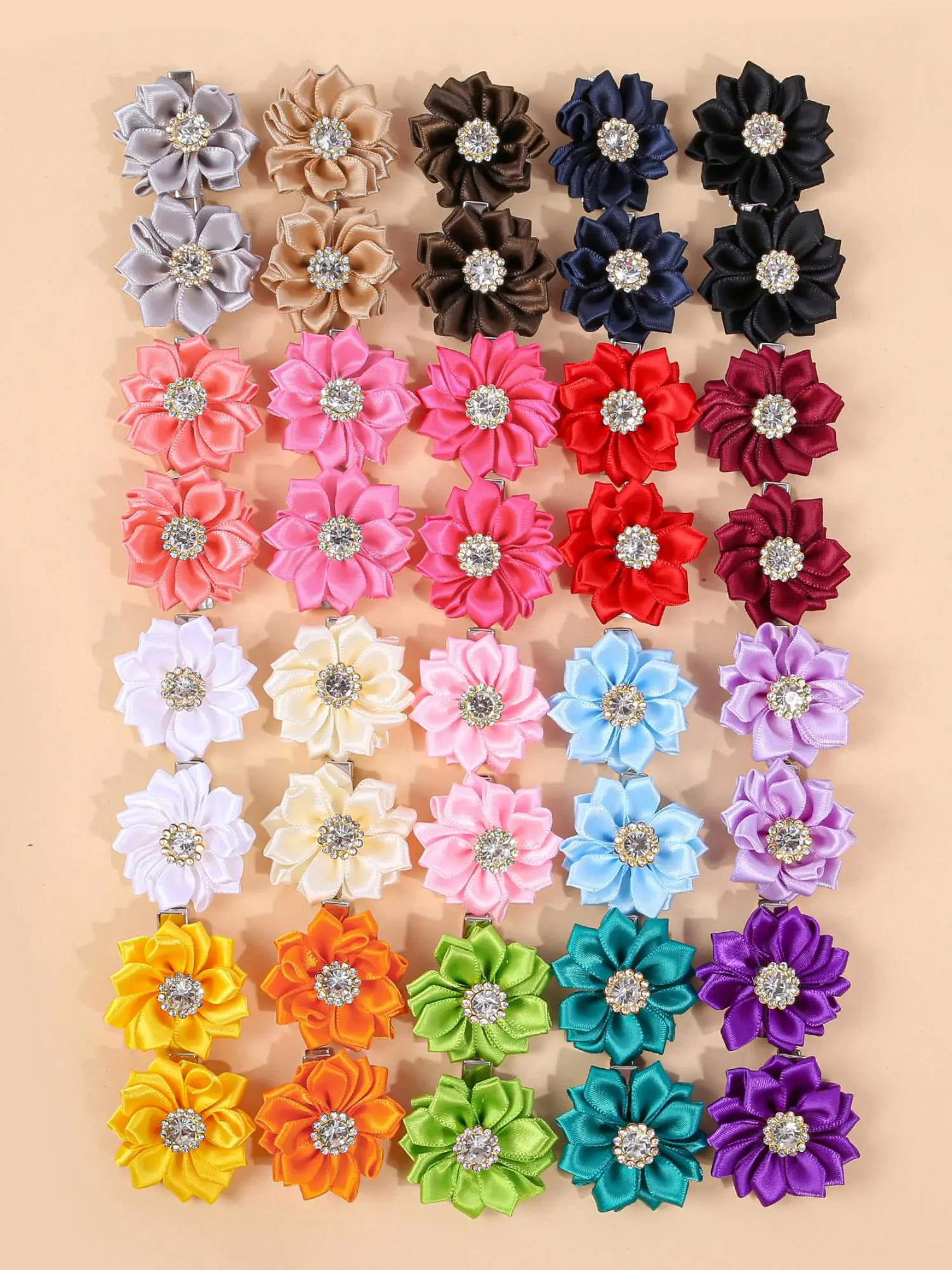 Rhinestone Decorated Flower Design Hair Clips, Super Cute Clips, Elegant Fashion Colorful Hair Accessories for Women & Girls, Trendy All-match & Exquisite Hair Clip for Daily, Party & Wedding Hair Decor, Floral Hair Clips, Decorative Hair Clips