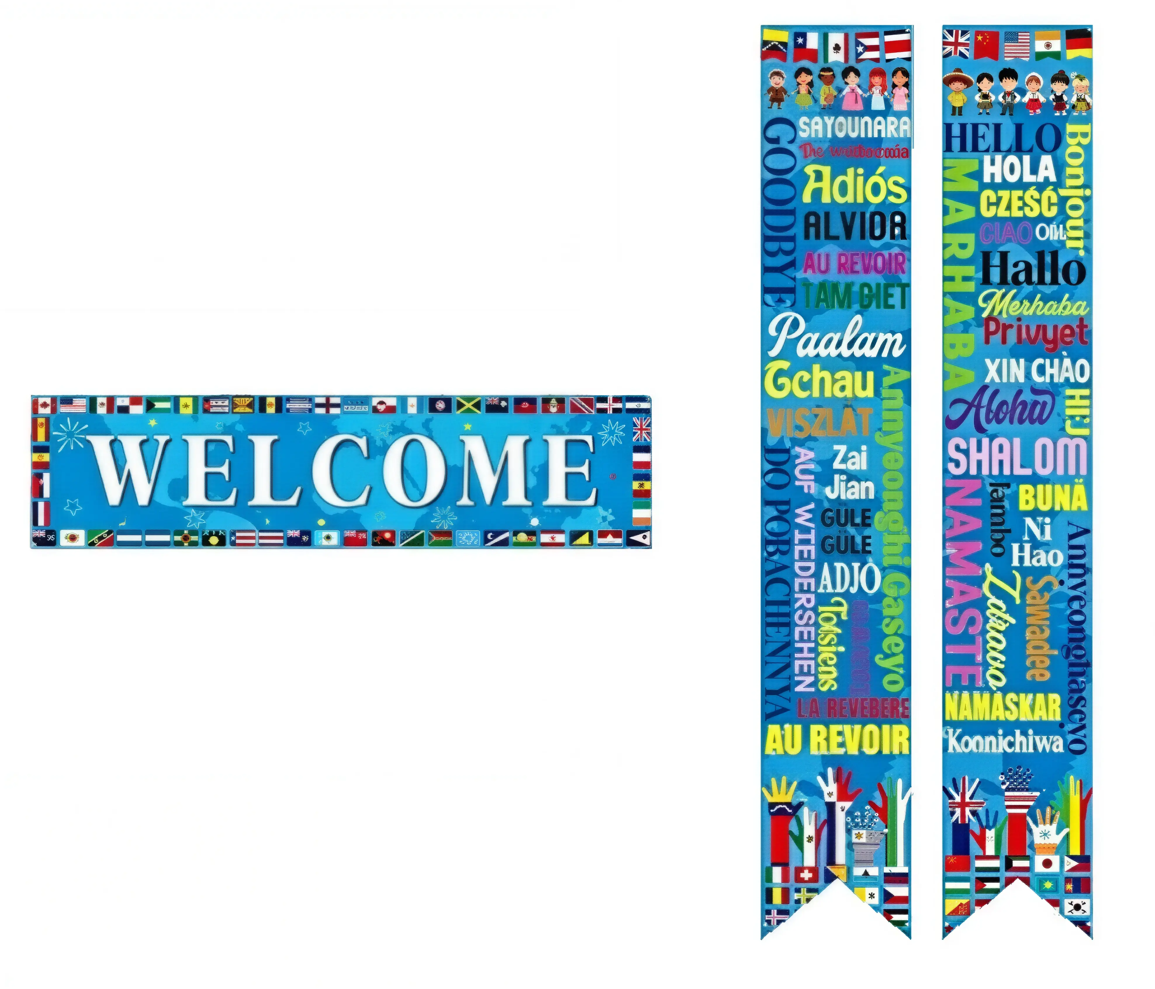 3PCS Multilingual Hello Goodbye Welcome Banner Set, 63