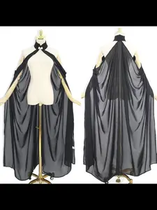 Neck-hanging long-sleeved spring and summer poncho, solid color chiffon breathable stage performance bride's cape with off-shoulder poncho style