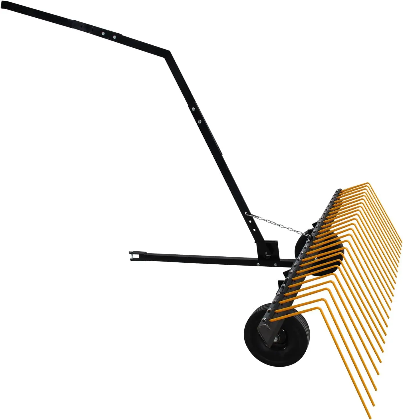 60-Inch Tow-Behind Landscape Rake, Heavy-Duty Steel Dethatcher & Pine Straw Rake for ATV, UTV, and Garden Tractors