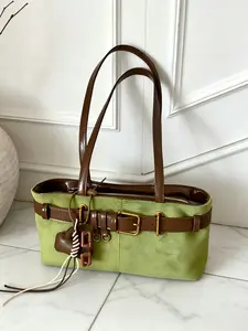 Women's Vintage Solid Color Suede Shoulder Bag, Square Design With Dual Top Handles & Zipper Closure, Stylish Daily Bag For Travel, Shopping, Dating, Commuting, Hiking & Office Use, Great Gift Choice For Women & Sweet Valentine's Gift