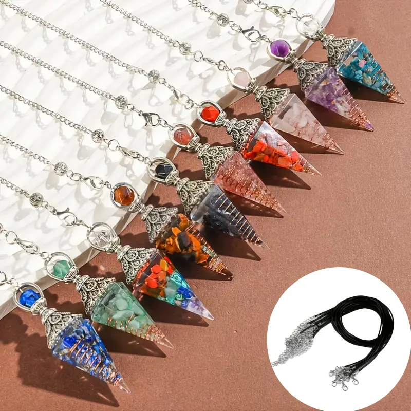 10-Piece Colorful Stones & Resin Pendulum Charms Set, Fashion Costume Jewelry Pendants for Crafting & Gifting, Dangling Charms, Diy With Charms