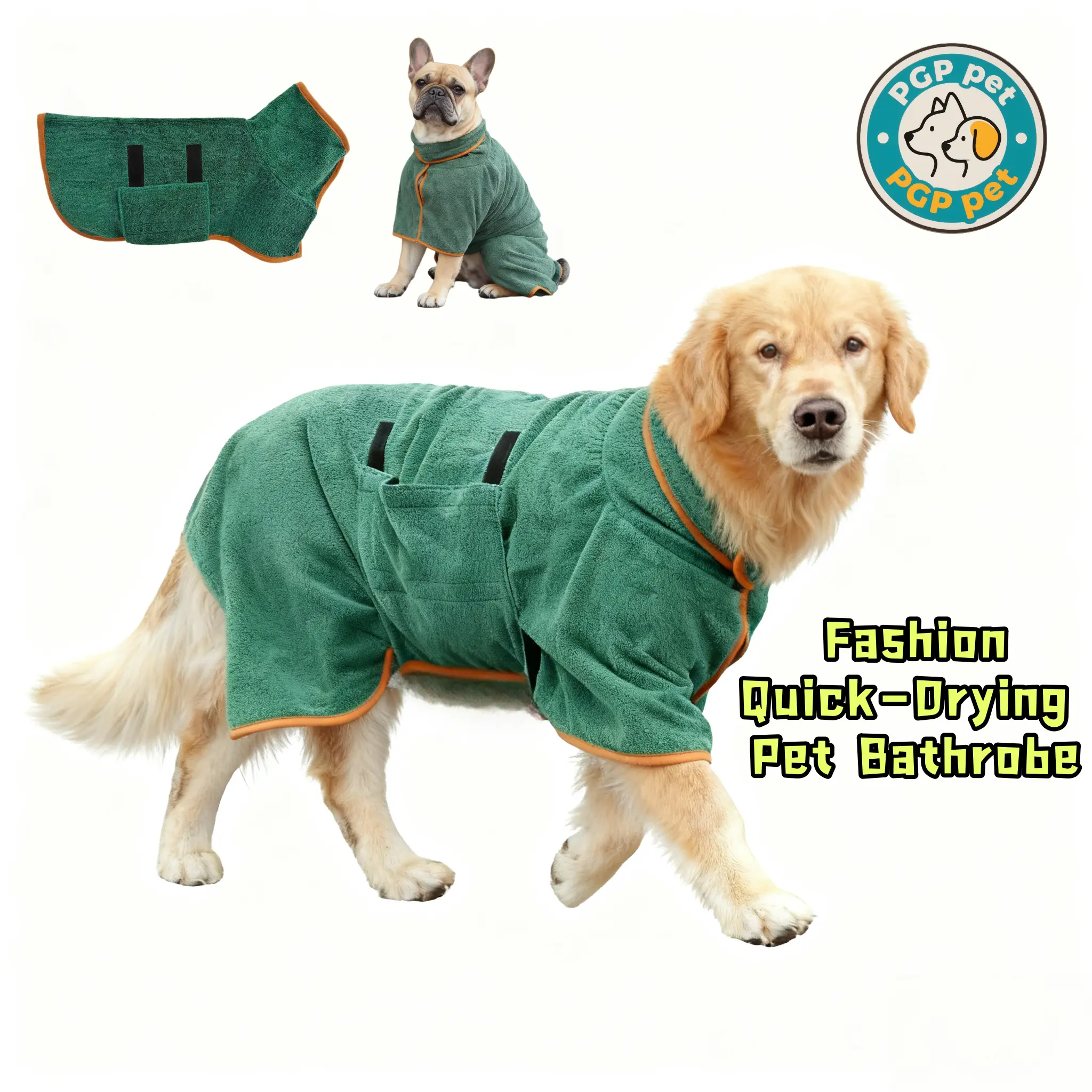 Soft Pet Bathrobe - Ultra Absorbent Microfiber, Quick Drying, Odorless Dog Robe for All Sizes, Grooming Goods for Pet Clean Grooming Needs, Minimalist