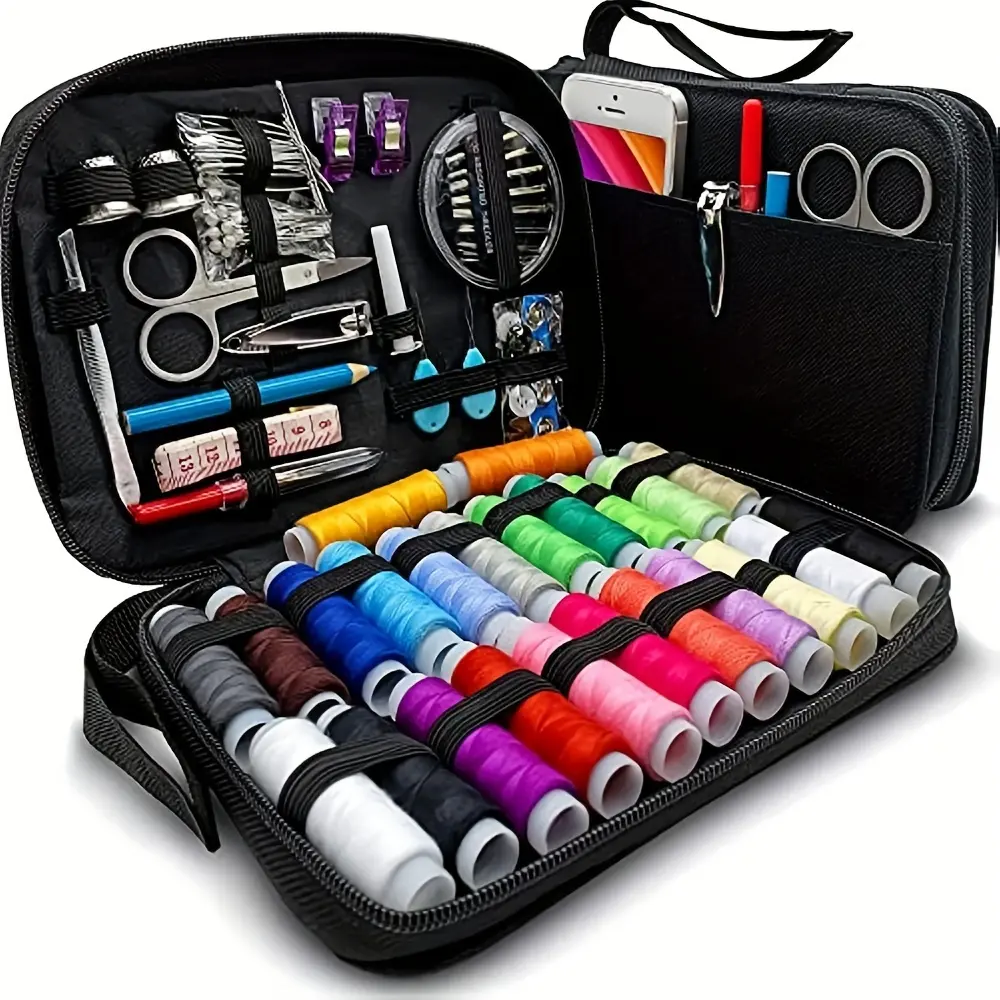 Portable Needle Crafts Kit with Storage Case - 1-Piece Home Supplies Organizer, Complete Needle & Thread Set for Beginners, Diy Set for Home Repairs