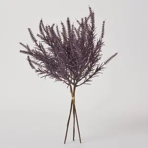 Plum Purple Faux Astilbe Stem Bundle Dried Look Fall Foliage Bouquet - 18"