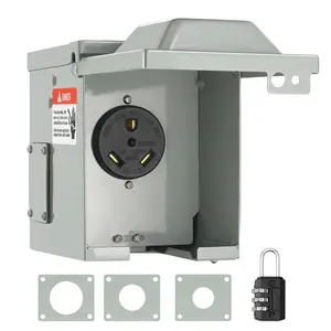 fathersdaygift  VEVOR 30 Amp RV Power Outlet Box, 125/250 Volt, Enclosed Lockable Outdoor RV Receptacle Box, NEMA TT-30R Weatherproof Electrical Panel, for RV Camper Trailer Motorhome Tested toStandards