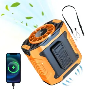 [Valentine's Day] Nerunsa 2026 New Personal Waist Portable Rechargeable Fan 100 Speeds Airflow LED Light Wearable Belt Fan for Outdoor Jobsite Farms Traveling Fishing 4-in-1 Cooling System Hands-Free Design