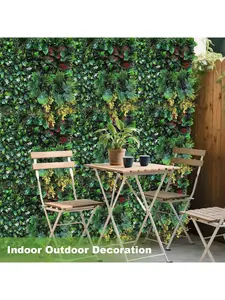 Gaomon 6-Piece 20"x20" Green Artificial Grass Wall Panels, Boxwood Panels with Mint Leaves & Zip Ties, Faux Greenery Privacy Fence Screen, Backdrop for Indoor Outdoor Birthday Wedding Decor