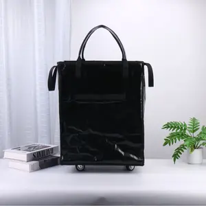 Portable Wheeled Grocery Cart, Lightweight Folding Large Capacity Shopping Bag, Zippered Lid, Waterproof Storage Bag, Home Use, Grocery Bag Carrier