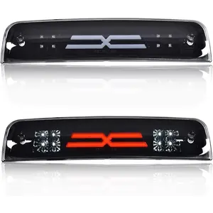 LED Bar 3rd Brake Light Compatible with Dodge Ram 1500 2500 3500 2009-2017 High Mount Stop Light Rear Cargo Lamps X Type Smoked Lens Black Housing