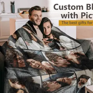 Eyesoul Custom Blanket with Picture Text Customized Fleece Photo Blanket for Couples Gifts Personalized Blankets and Throws Christmas Birthday Gifts for Boyfriend Girlfriend
