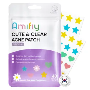 Amifiy Pimple Patches with Star Pimple Patches For Face, Korean Cute Pimple Patch with Star/Heart/Flower Shapes, FSA HSA Acne Treatment Absorbs Zits, Reduces Redness with Hydrocolloid & Tea Tree, Vegan, 40 Count