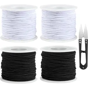 4 Rolls of Elastic Band for Bracelets, 1 mm x 50 m Bracelet Cord, Bracelet for Elastic Rubber Cord for Bracelets, Bead Cord with Scissors for DIY Jewellery, Necklace, Crafts (Black & White) - Home Improvement.
