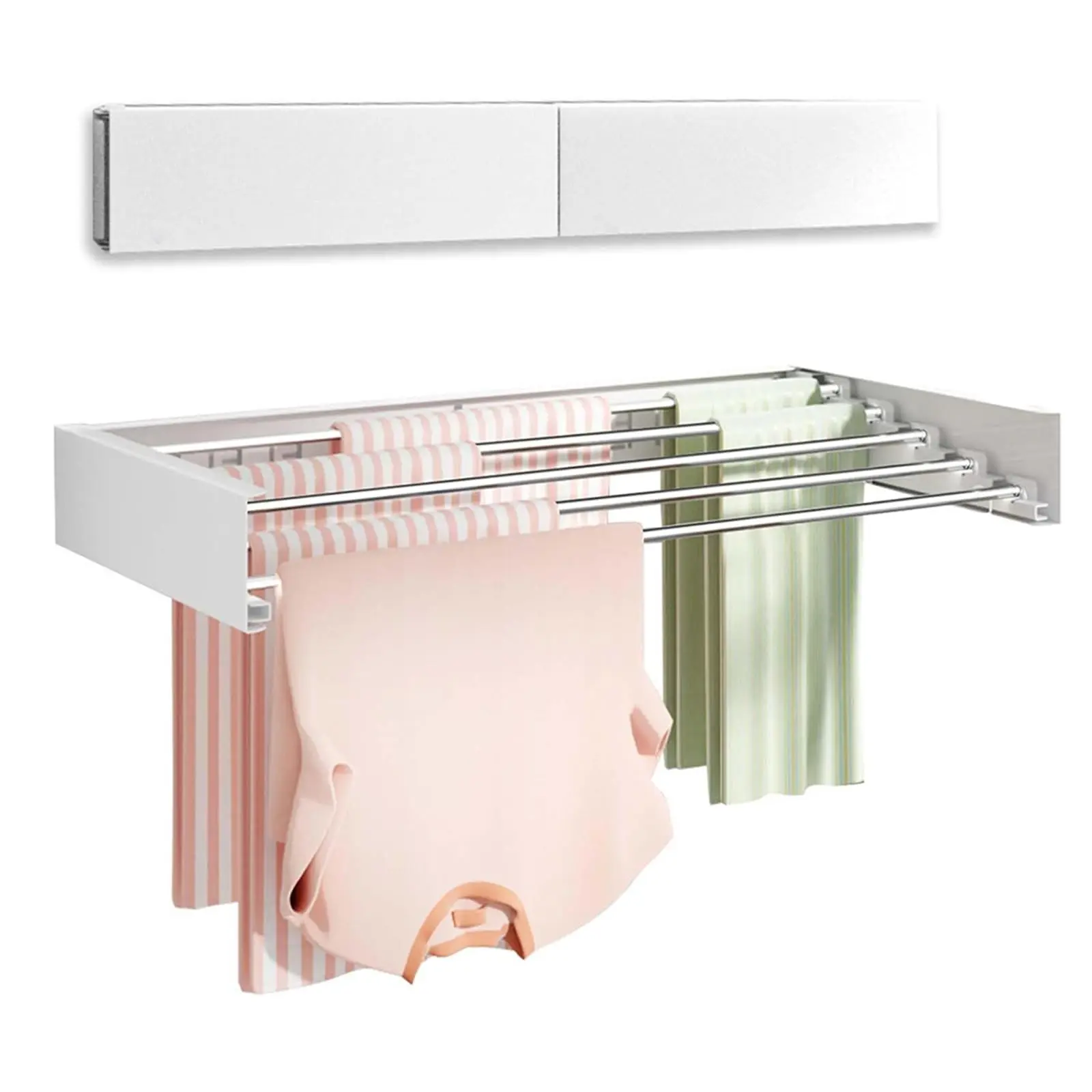 Wall Mounted Clothes Drying Rack, Folding Laundry Drying Rack, Wall Mount with Aluminum Rods for Maximum, Space-Saving Efficiency Collapsible Hanging Rack for Bathroom Laundry