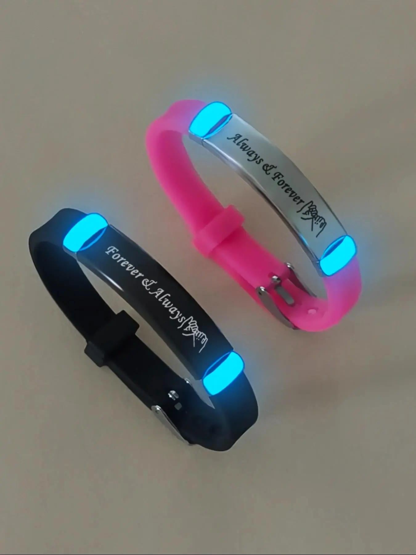 Couple Luminous Bracelet, Cute Glow in The Dark Bracelet for Women & Men, Fashion Jewelry for Party, Daily Clothing Decor, Trendy Exquisite Jewelry for Gift, Couples Bracelet Set, Personalized Couples Bracelet, Letter Link Bracelet, Fashion Bracelets