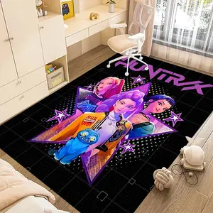 KPop Demon Hunters 77 cartoon print carpet, Cartoon Pattern Rug, home living room, bedroom, office chair under carpet, holiday gift for family and friends, Christmas decoration carpet