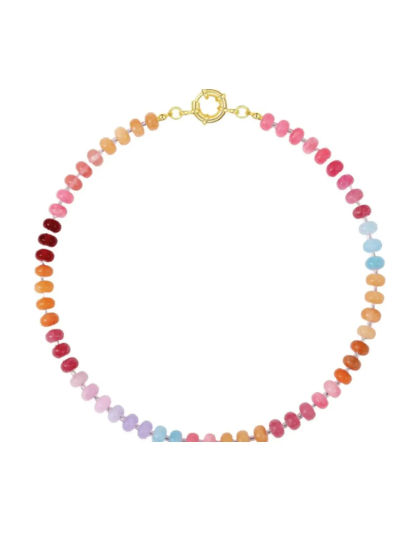 Women's string jewelry necklace, Bohemian-style colorful string beads necklace, natural stone handmade summer beach accessories, Stainless Steel necklaces