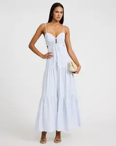 Express Printed Sweetheart Tie Back Tiered Maxi Dress