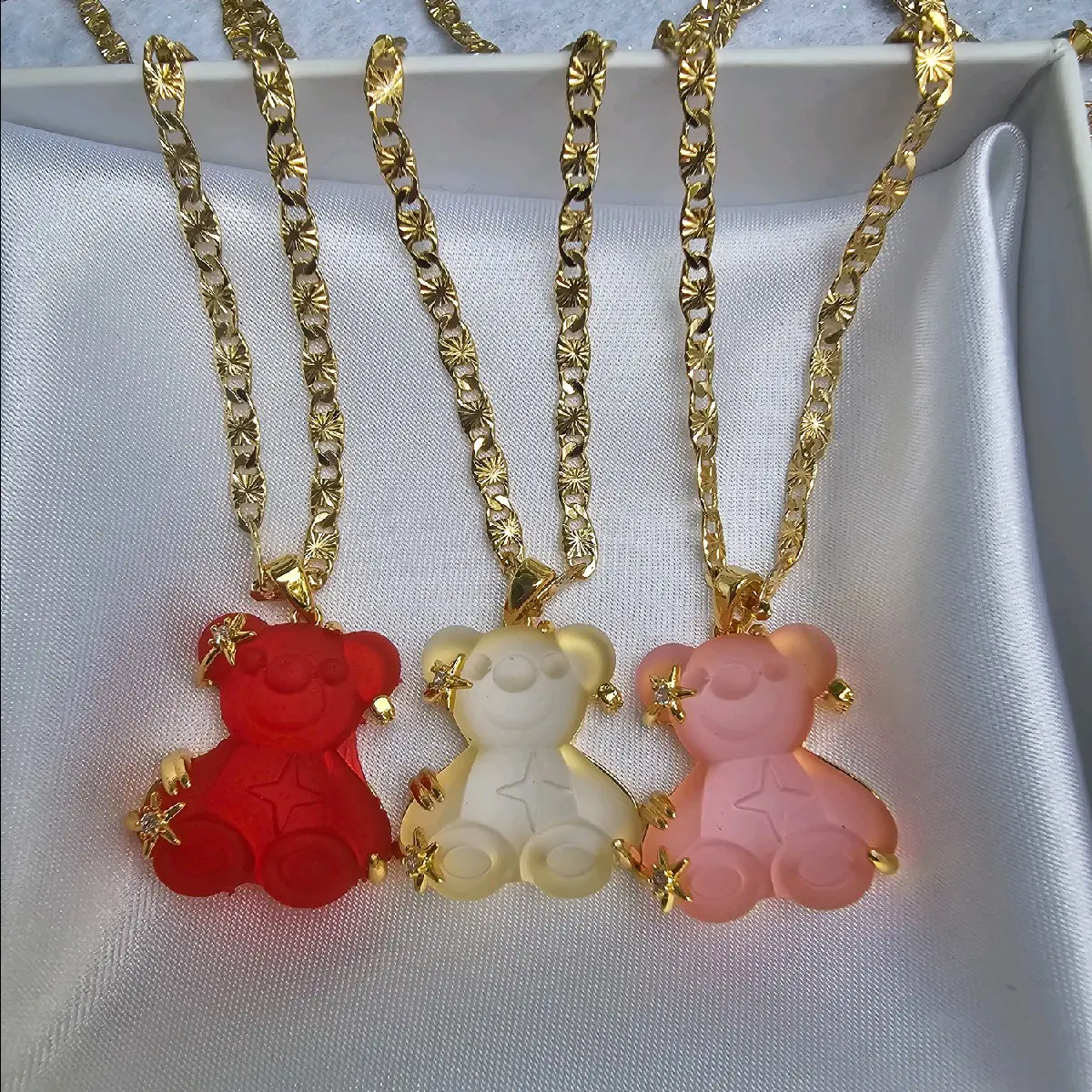 osito transparente gold plated necklace pendant