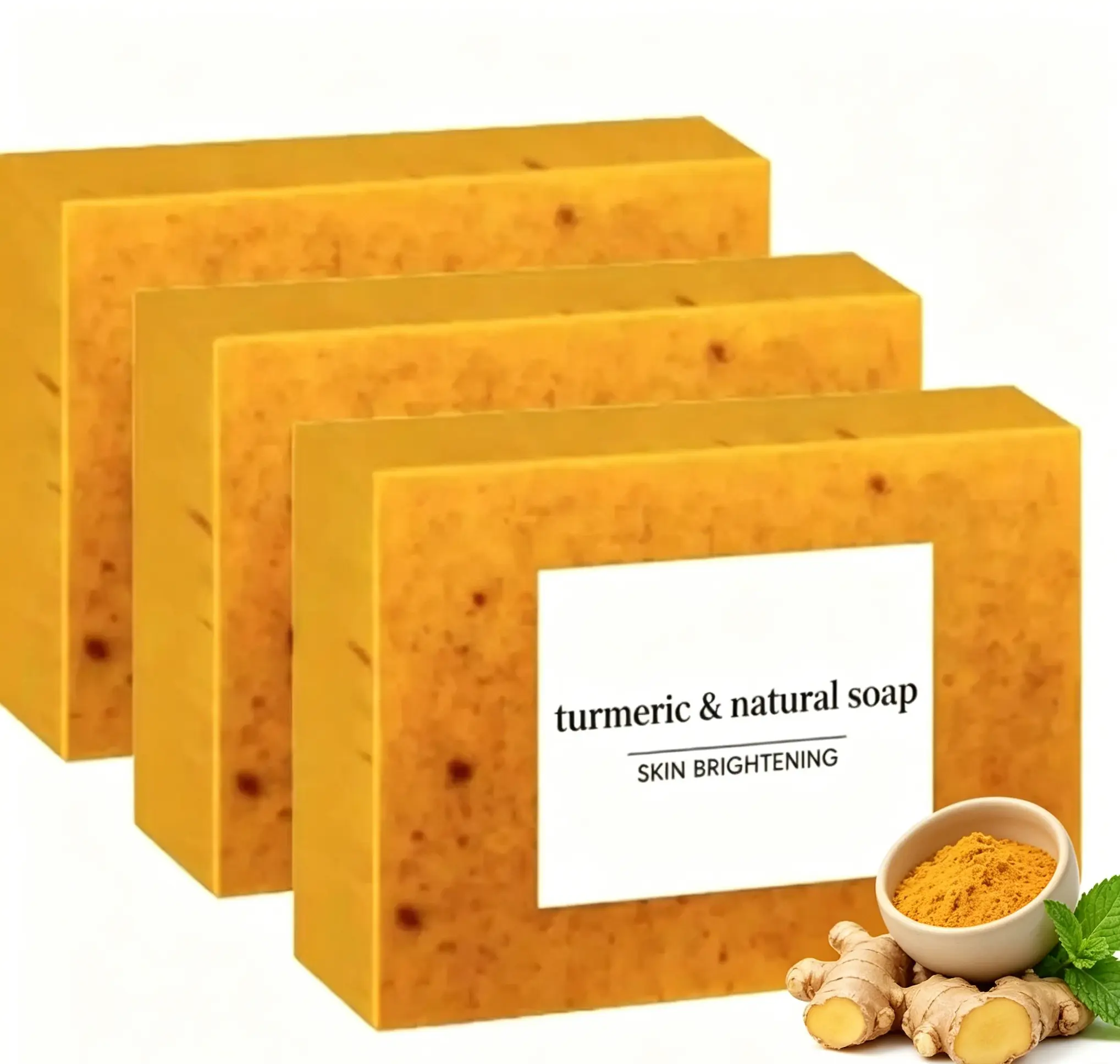 Turmeric and Kojic Acid Brightening Bar Soap - Natural Organic Lemon Cleanser for Face & Body, Flawless Skin Support, Acne Clearing Products