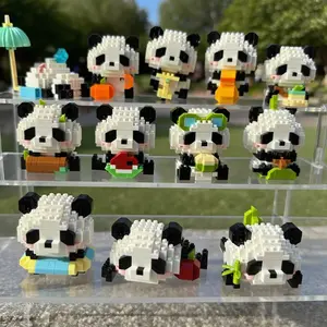 Panda Series Interlocking Small Particle, Adorable Cartoon Animal Models for Creative Assembly, Perfect Gift and Desktop Decoration, Building Blocks Set, Building Block Bear