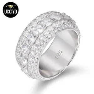 UCCIYO Fine Jewelry VVS1 Synthetic Moissanite Rings For Men Hip Hop Pave Setting S925 Sterling Silver Rings Hip Hop Jewelry