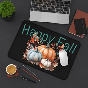 Happy Fall Desk Mat, Autumn Office Decor, Seasonal Desk Accessory, Pumpkin Design, Fall-Themed Work Space