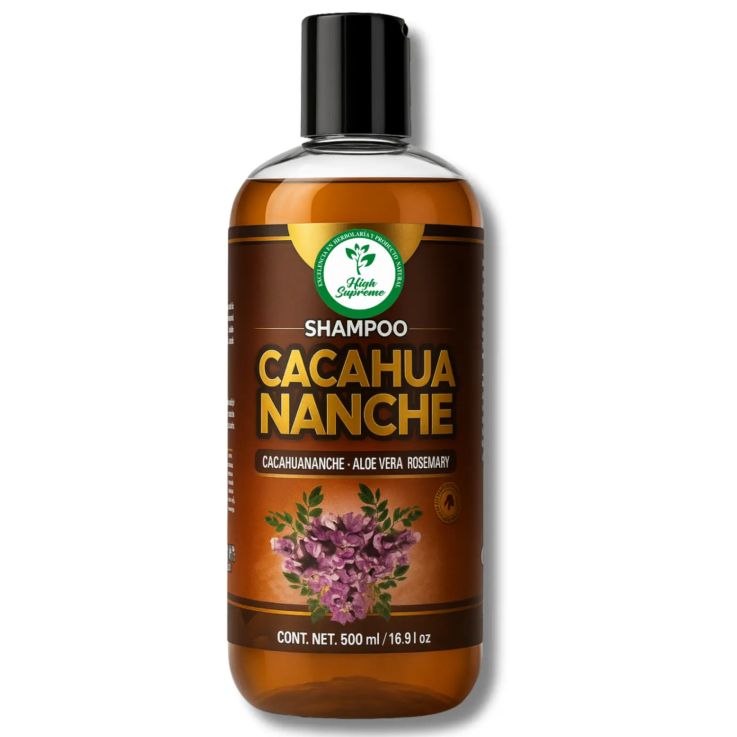 Cacahuananche, Aloe Vera & Rosemary(Sabila & Romero)-Herbal Shampoo,16.9 fl oz -Natural Hair Strengthening & Nourishing Formula–Promotes Scalp Vitality & Healthy-Looking Hair,Paraben & Sulfate-Free