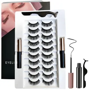 Magnetic Eyelashes with Applicator, 10 Pairs Reusable Natural Look Eyelash Extensions, Self Grafting Curl Eyelashes, Eye Makeup Product for Women & Girls, Eyelash Set