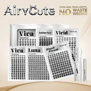 AiryCute Manga Trendy Collection |  Upgrade U Lashes with Ultra-Dense, Waterproof, Long-Lasting Lashes | Fashion Wet Look | Beginner-Friendly DIY Lashes for a Flawless Voluminous Look | Trendy & Must-Have Clusters