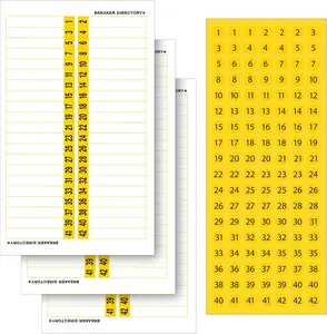4 Pieces Electrical Panel Label Breaker Directory Label Sticker Load Center Identification Adhesive Circuit Panel Sticker Breaker Number for Door Electrical Box Up to 42 Entries (Yellow, Black)