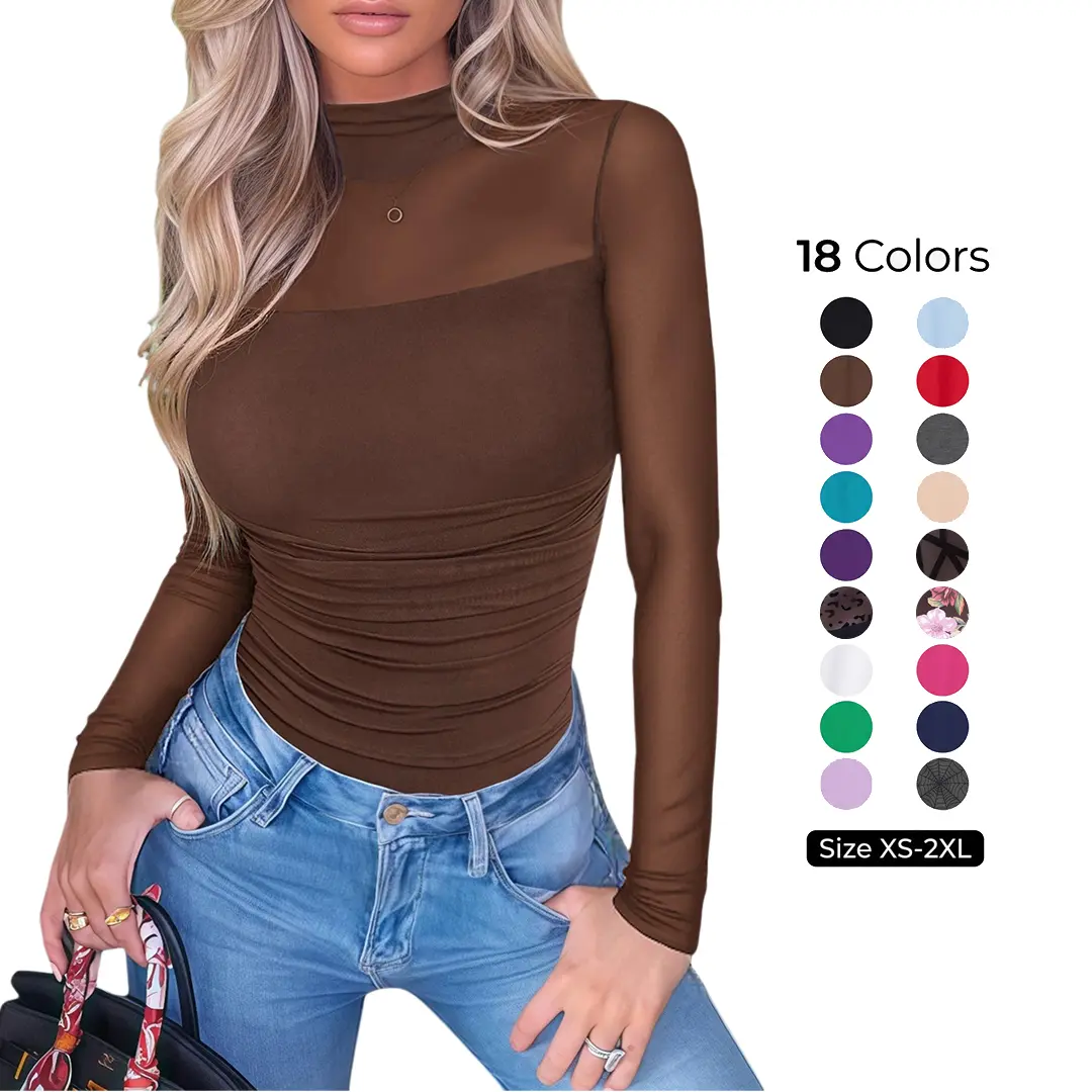 Avidlove Women Long Sleeve Bodysuit Turtle Neck Shapewear Body Suits Mesh One Piece Leotard Shirt Going Out Tops Fall Outfits